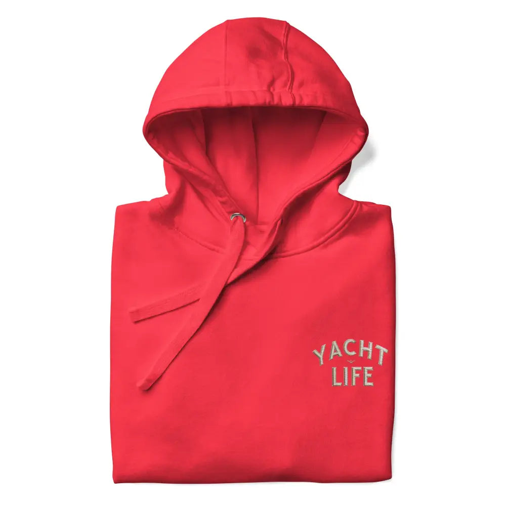 Trini Skies Yacht Life Embroidered Red Hoodie Tee