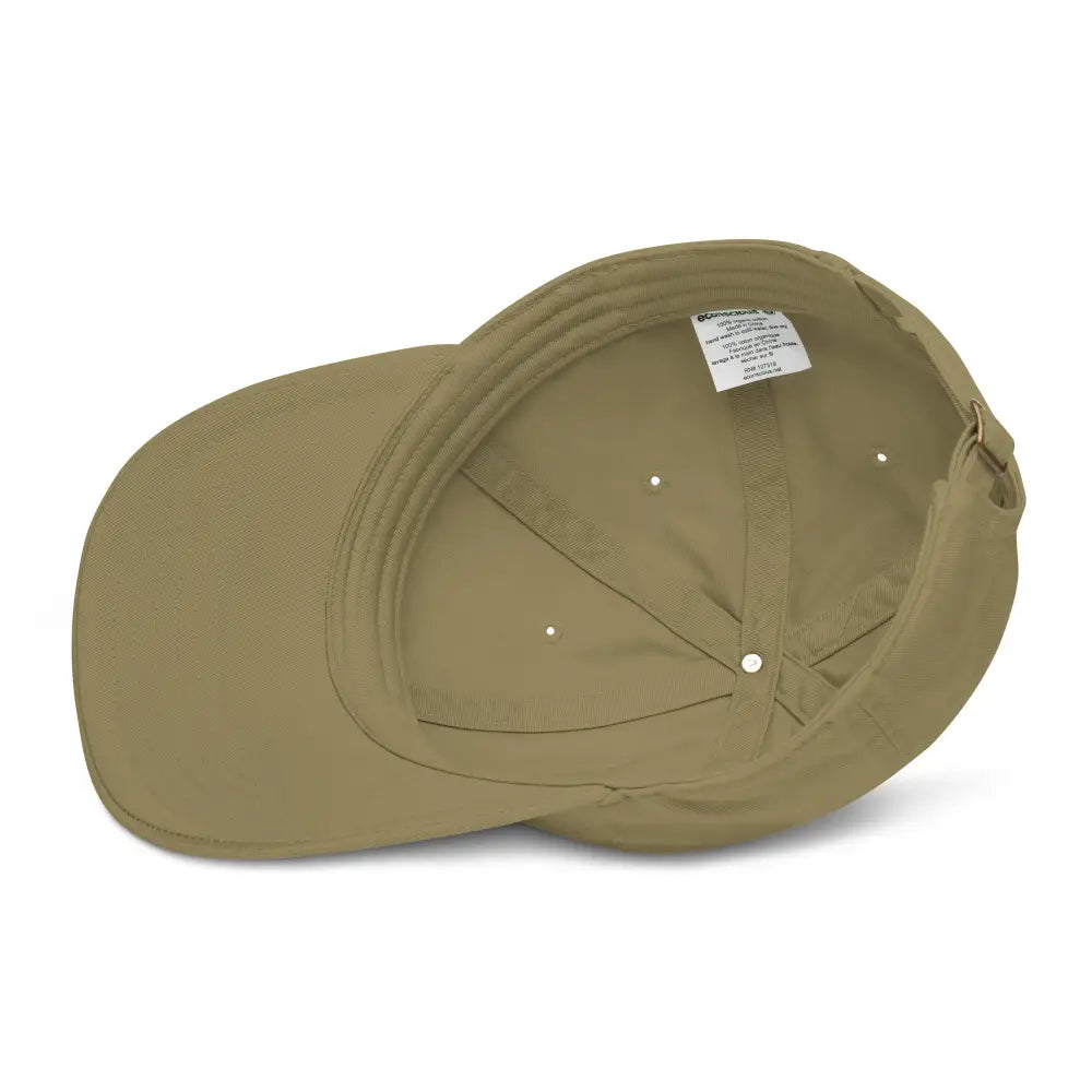 Upside-down Yellowstone organic cotton camping unstructured cap with tan lining