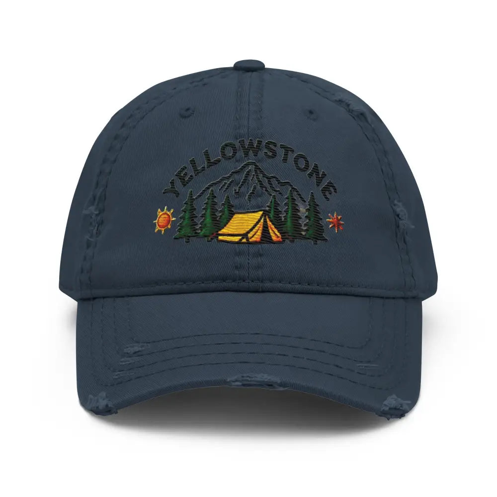 Distressed navy Yellowstone National Park embroidered dad hat
