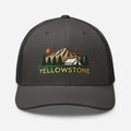 Yellowstone National Park embroidered trucker cap in charcoal gray mesh