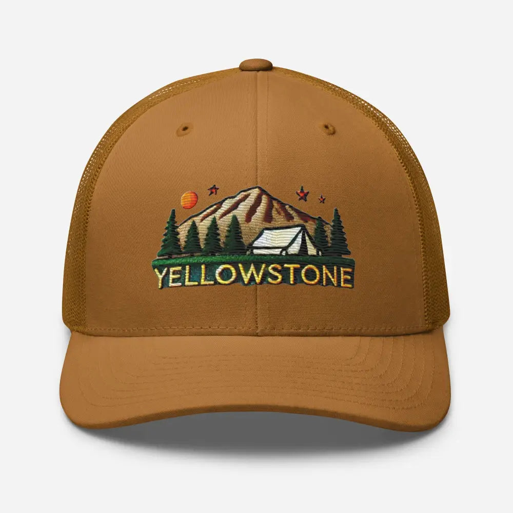 Yellowstone National Park embroidered trucker hat in brown