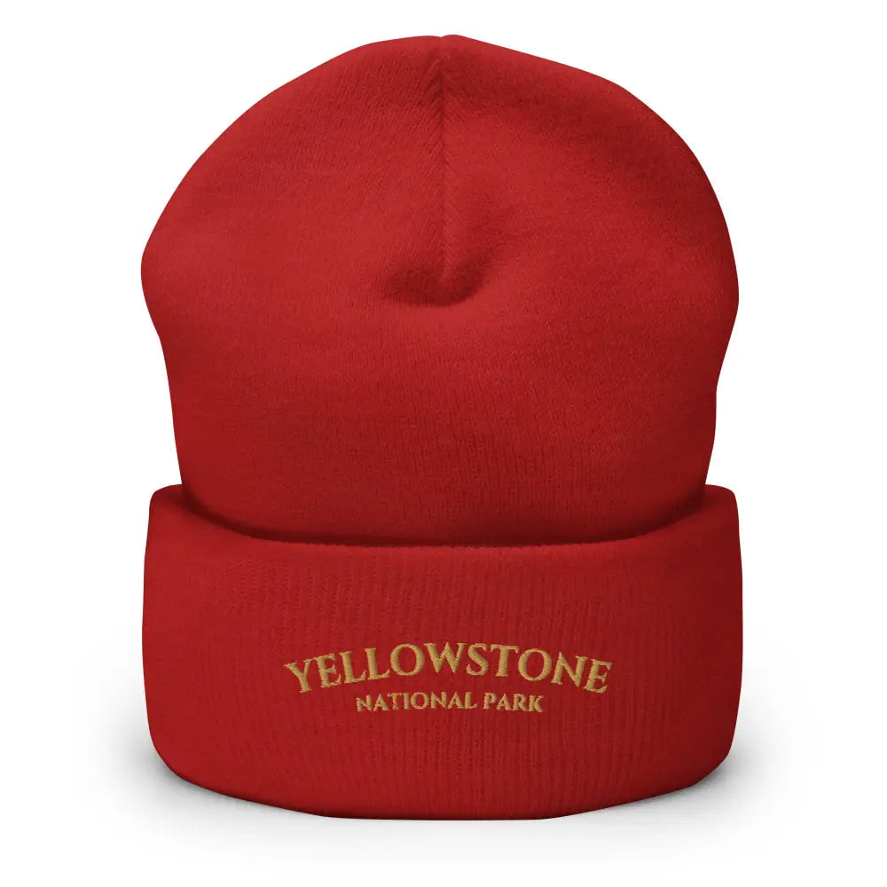 Red Trini Skies embroidered Yellowstone National Park beanie
