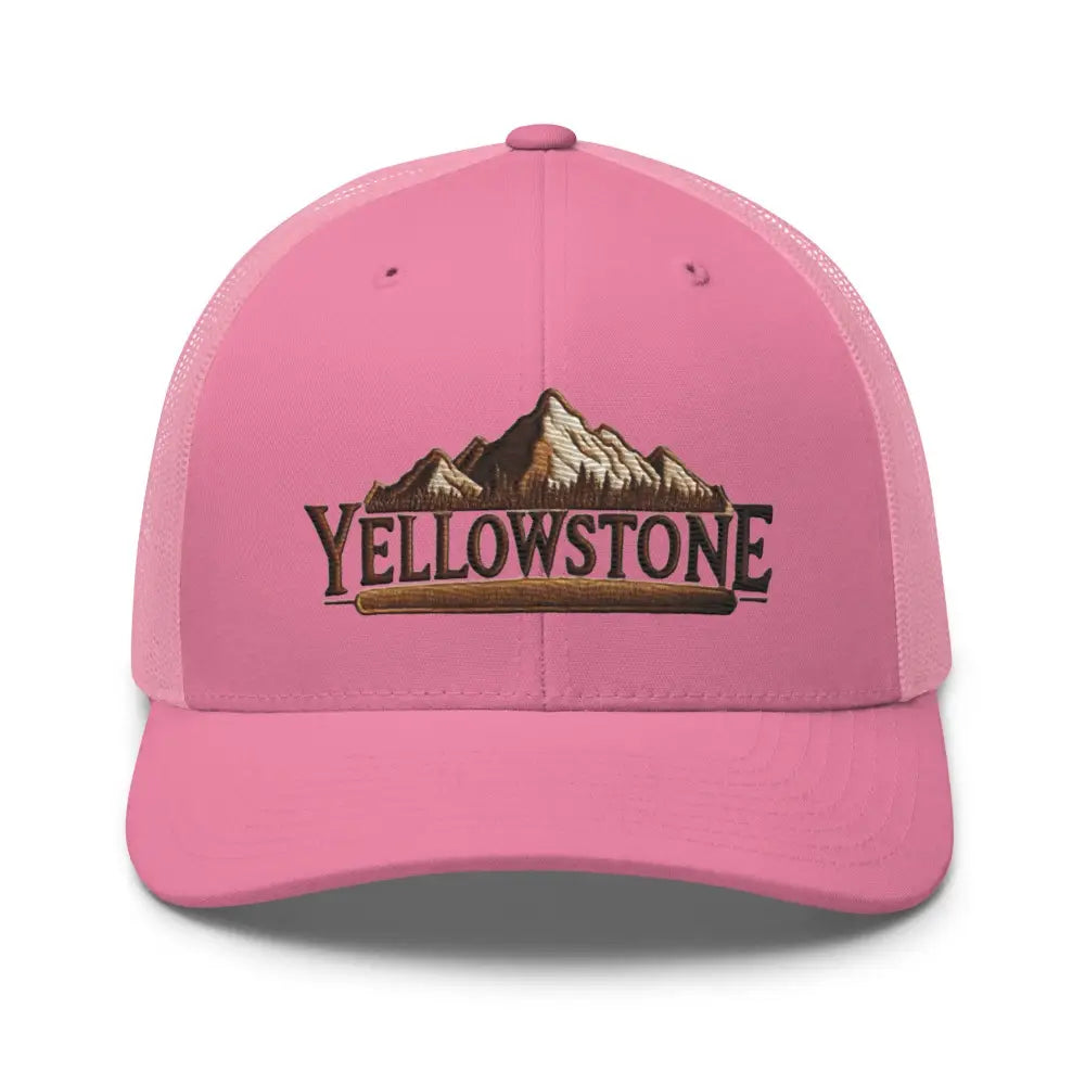 Pink Yellowstone National Park embroidered corduroy cap with mountain design