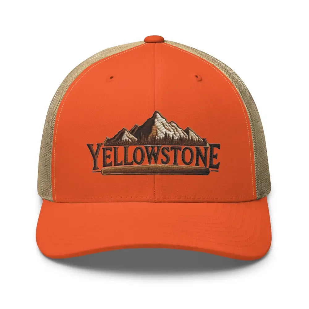 Yellowstone National Park embroidered corduroy cap in orange and tan