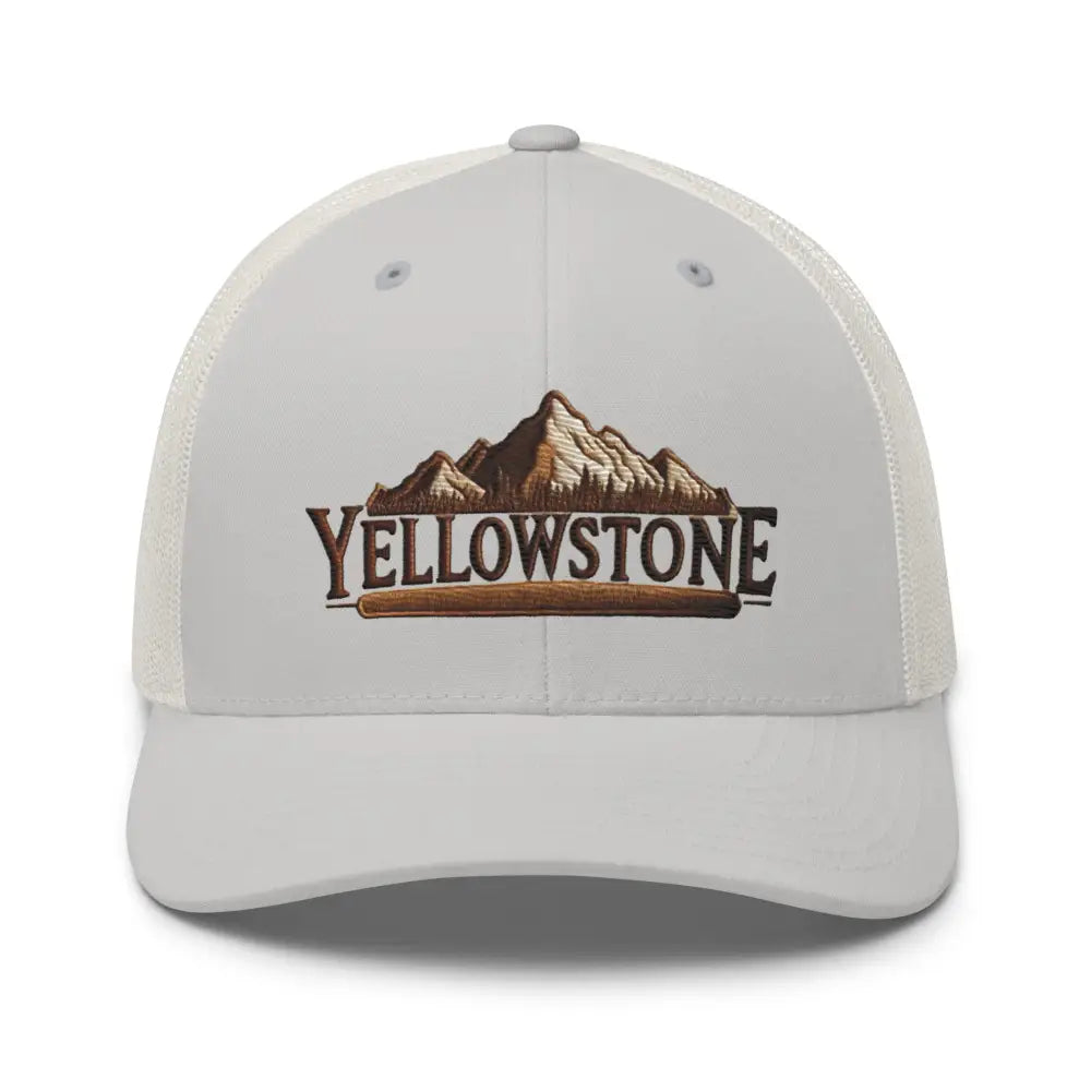 White mesh-back Yellowstone National Park embroidered trucker hat