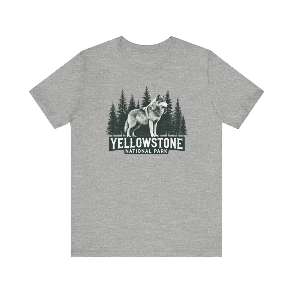 Yellowstone National Park wolf graphic unisex jersey short sleeve tee