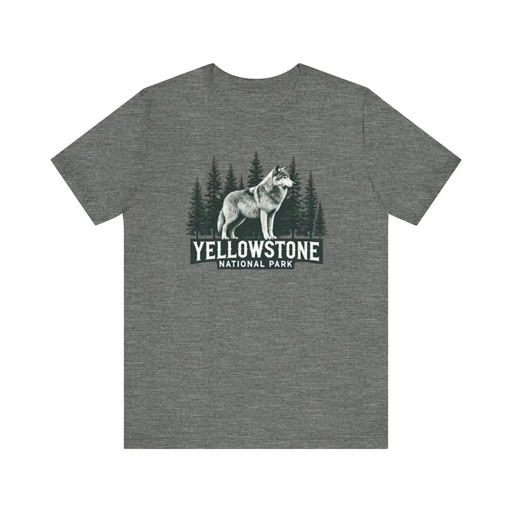 Gray Yellowstone National Park wolf graphic unisex jersey short sleeve tee
