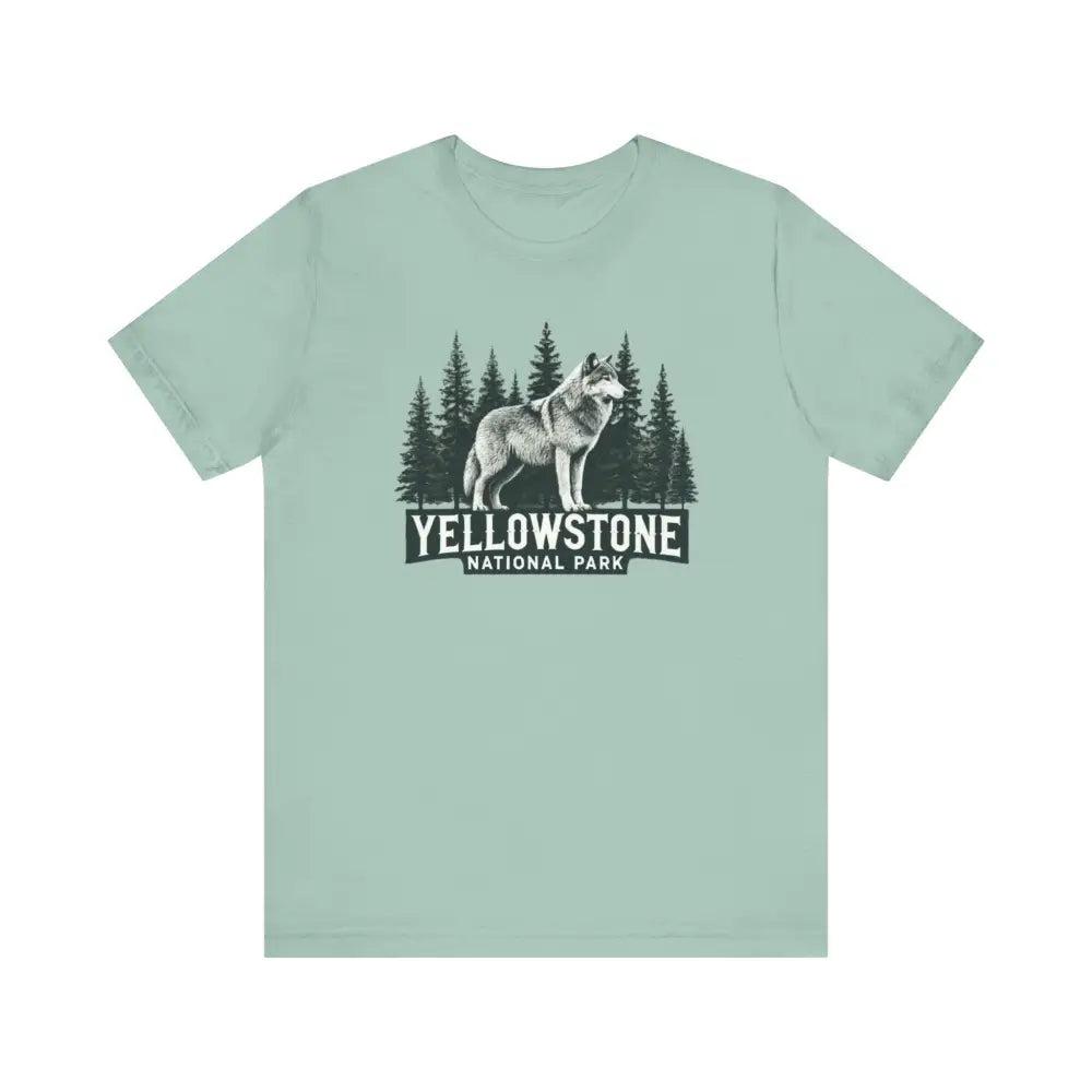 Yellowstone National Park wolf graphic unisex jersey short sleeve tee