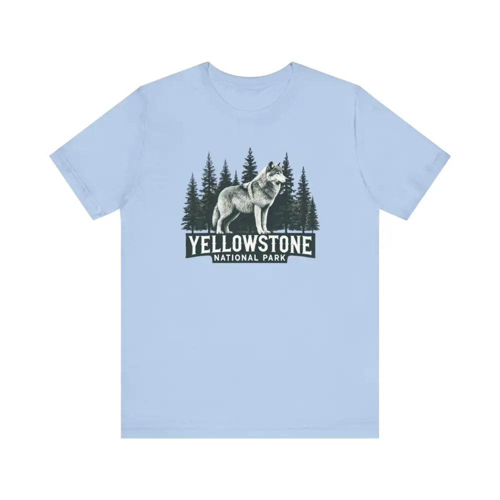 Yellowstone National Park wolf graphic unisex jersey short sleeve tee