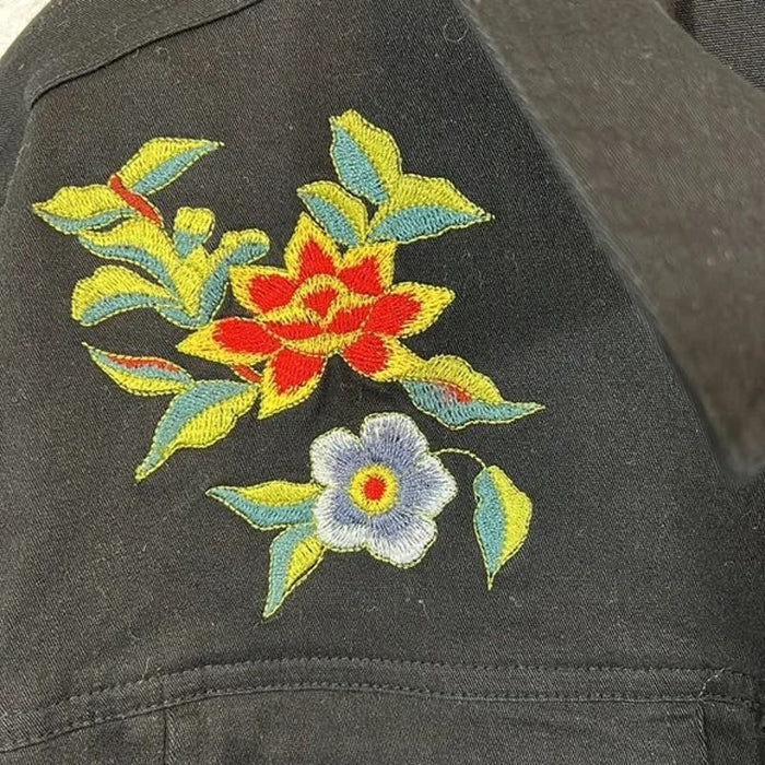 Yi Lin Black / Medium Yi Lin Embroidered Denim Jean Jacket, Size Medium wom*102