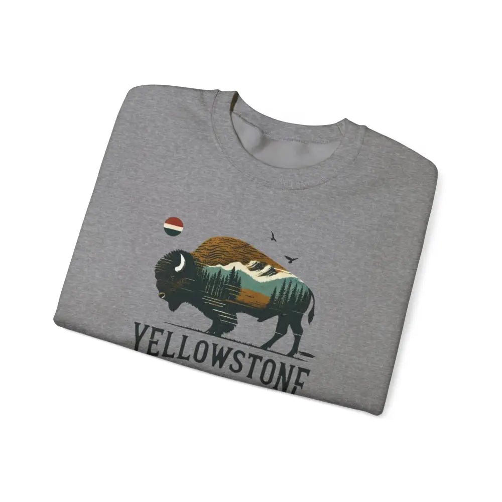 Yosemite National Park unisex heavy blend crewneck sweatshirt with gray bison graphic