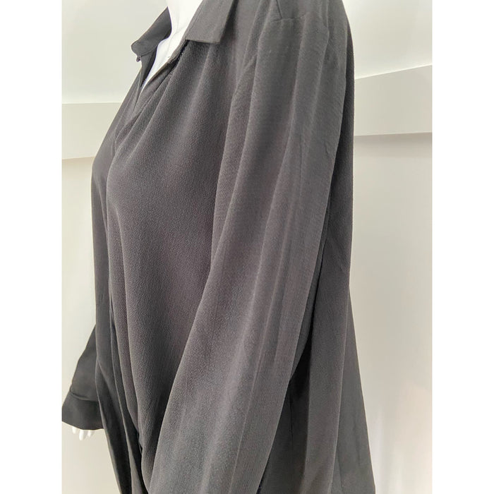 Zac & Rachel XL / Black Zac and Rachel Black Long-Sleeved Wrap Top, Size XL * wom257