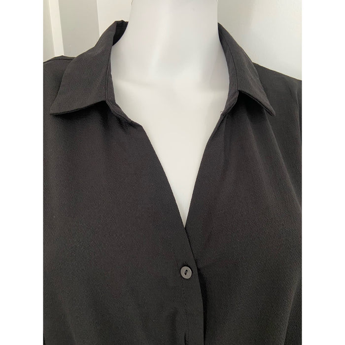 Zac & Rachel XL / Black Zac and Rachel Black Long-Sleeved Wrap Top, Size XL * wom257