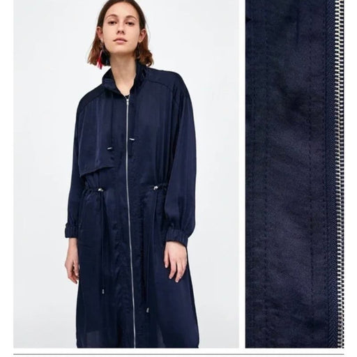 Zara Baby XS/Small / Blue Zara Dark Blue Flowing Trench Coat Size XS-S Women's* Lightweight Fashion WOM209