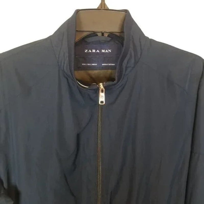 Zara LG / Navy Blue ZARA Man Navy Blue Full Zip Long Sleeve Jacket Size L  Mens 106 * Pre Owned