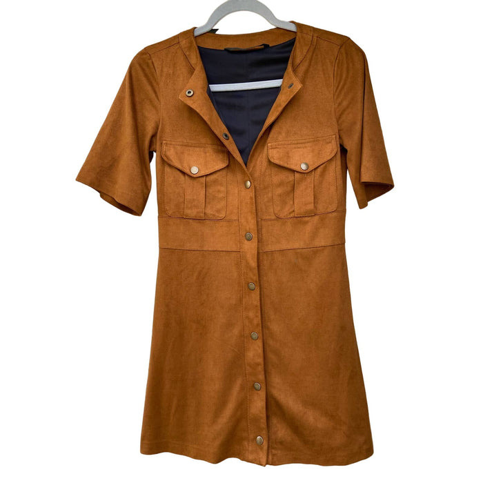 Zara Zara Trafaluc Brown Faux Suede Shirt Dress - Women's XS women’s 319