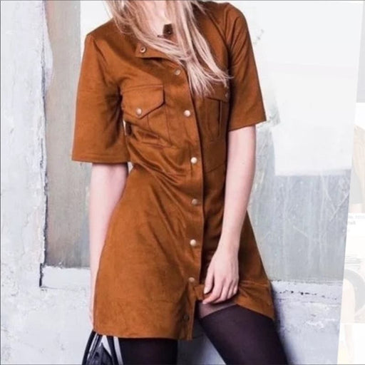 Zara Zara Trafaluc Brown Faux Suede Shirt Dress - Women's XS women’s 319