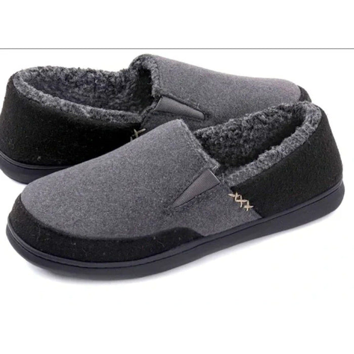 Zigzagger 13 / Black/Gray Zigzagger Men's Fuzzy Slippers, Size 13, Black/Gray - MSRP $29.99